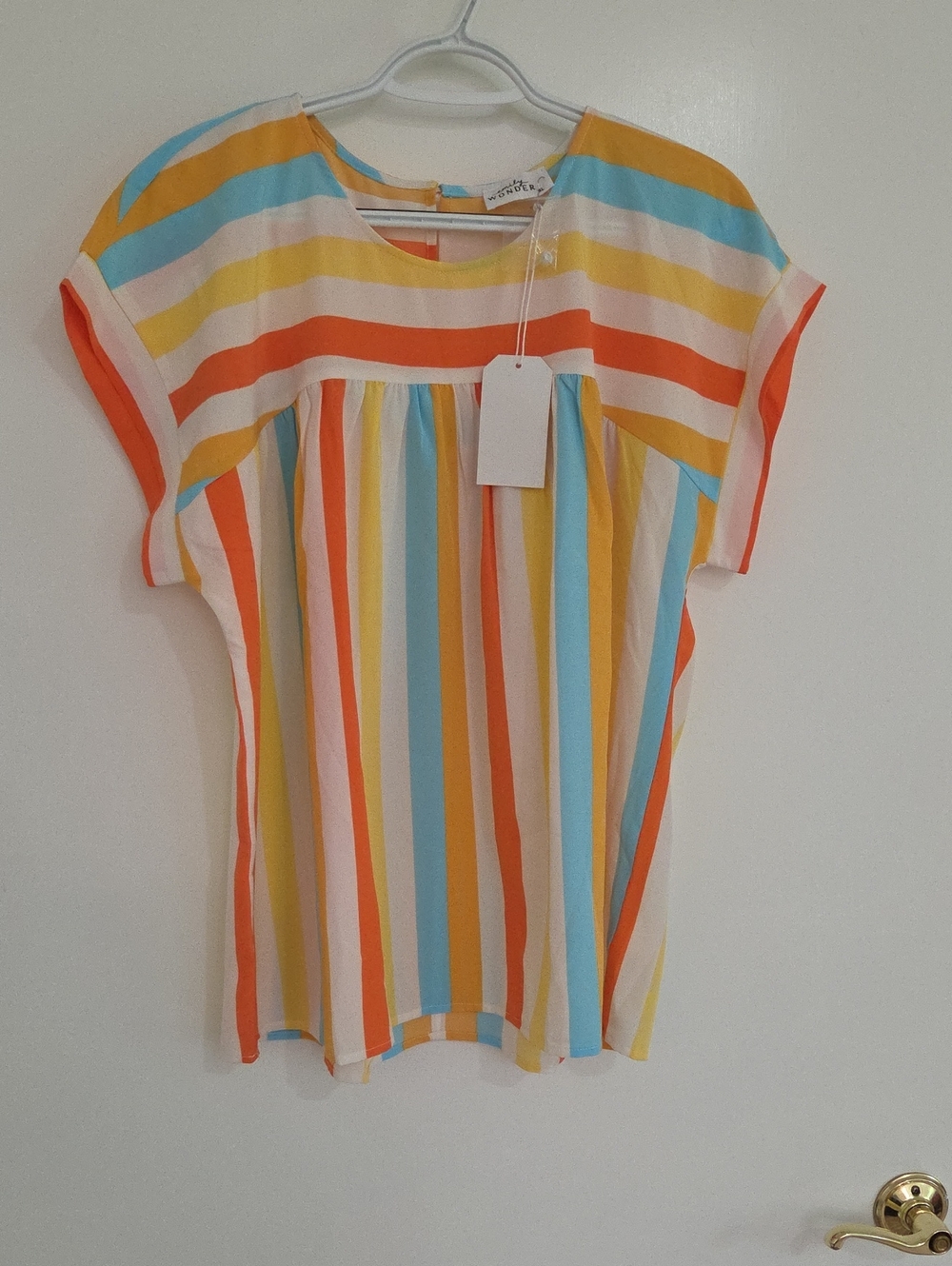 Striped Short-Sleeve Blouse